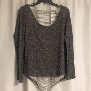 Grey Open back Sweater